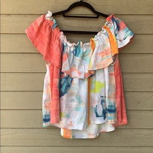 Anthropologie Colorful Off shoulder Top